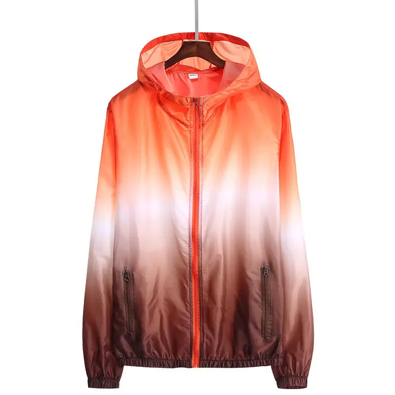 Men Gradient Hooded Sun Protection Jacket Yellow Green - Image 2