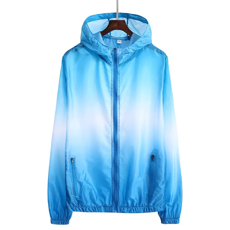 Men Gradient Hooded Sun Protection Jacket Yellow Green - Image 4
