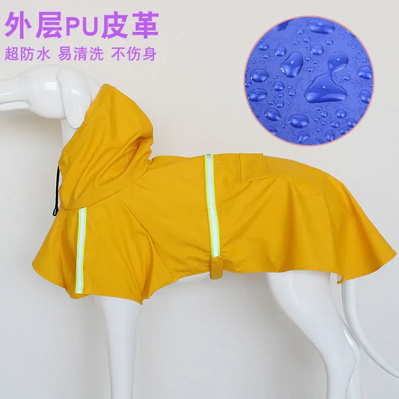 Cross-Border Pet Raincoat with Hood, Large Dog Rain Poncho, Dog Raincoat, Waterproof Reflective Dog Raincoat, Large Dog Cape Raincoat