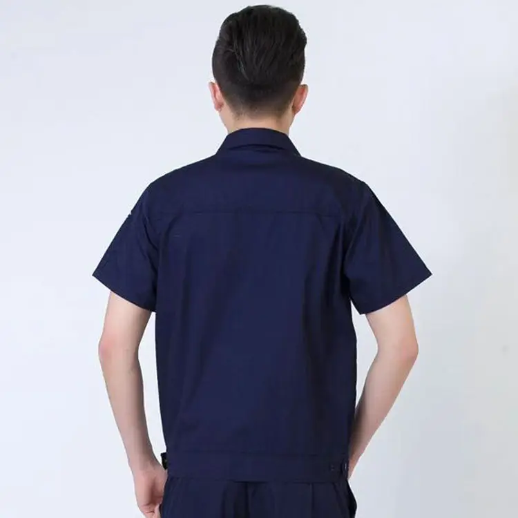 Men Grey Short Sleeve Chemical Gas Station Labor Protection Suit