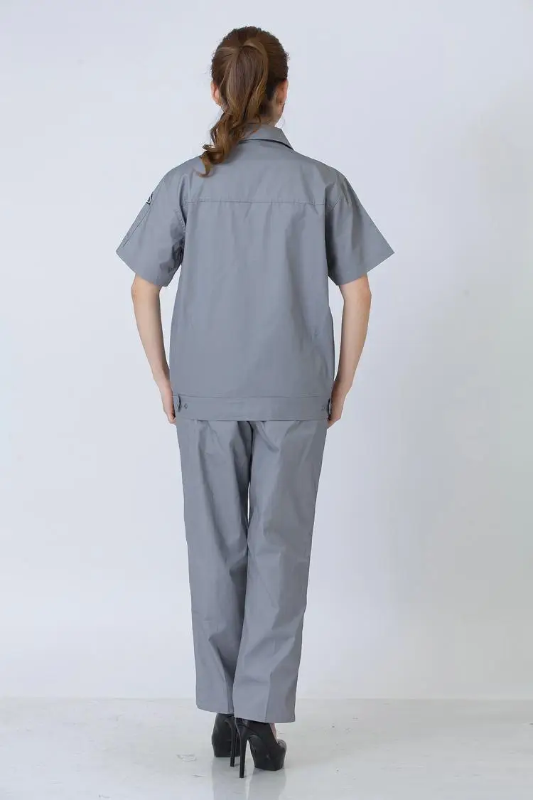 Men Grey Short Sleeve Chemical Gas Station Labor Protection Suit — feature 10