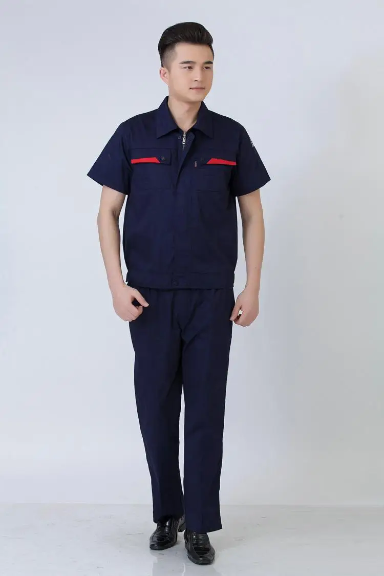 Men Grey Short Sleeve Chemical Gas Station Labor Protection Suit — feature 11