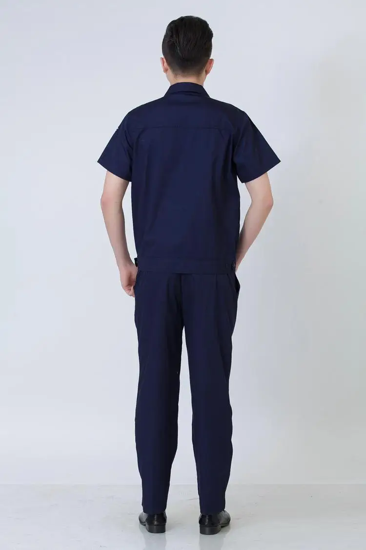 Men Grey Short Sleeve Chemical Gas Station Labor Protection Suit — feature 12