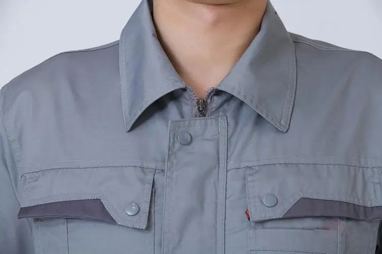 Men Grey Short Sleeve Chemical Gas Station Labor Protection Suit — feature 14