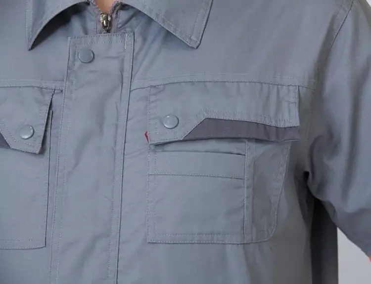 Men Grey Short Sleeve Chemical Gas Station Labor Protection Suit — feature 15