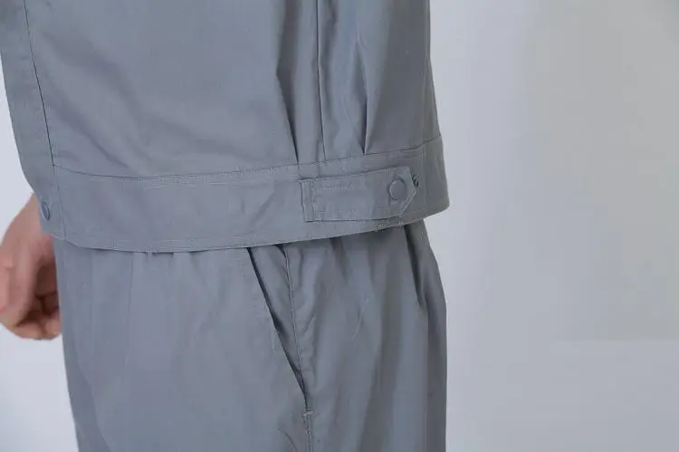 Men Grey Short Sleeve Chemical Gas Station Labor Protection Suit — feature 18
