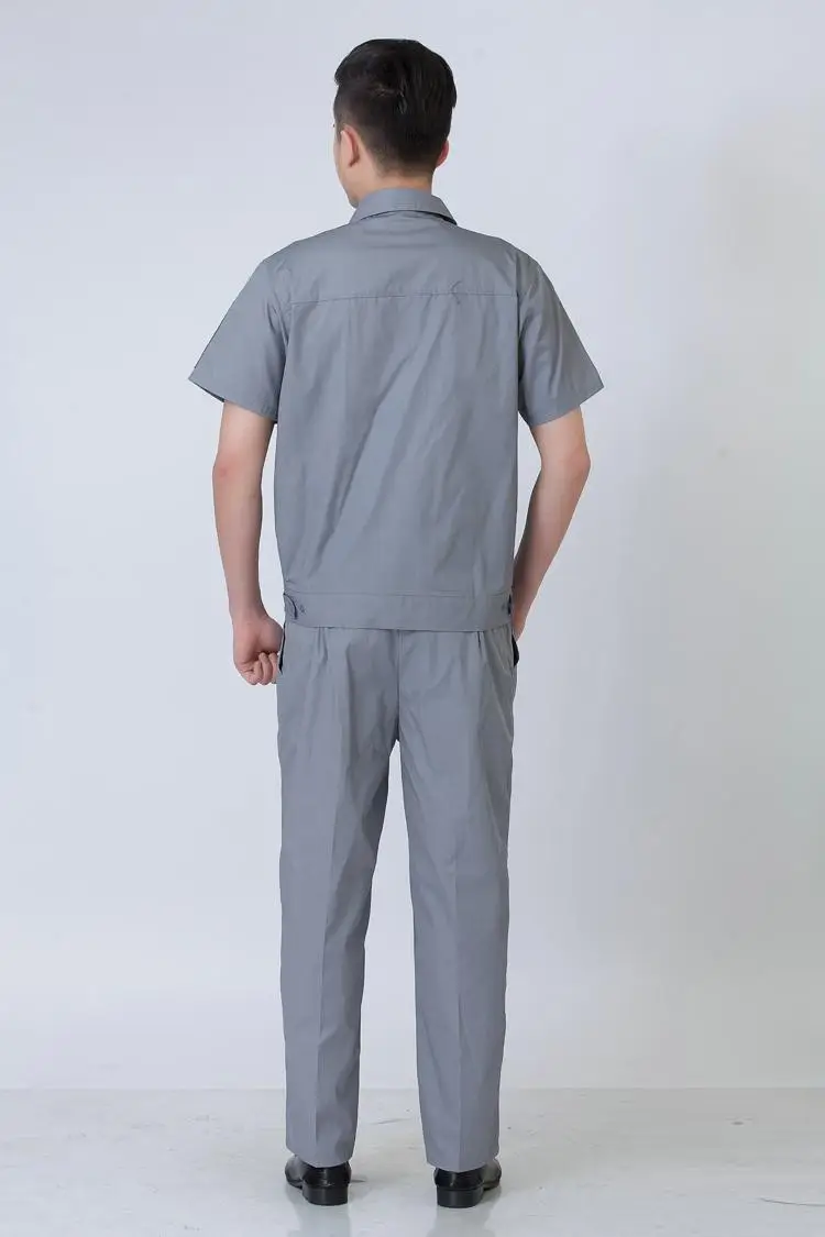 Men Grey Short Sleeve Chemical Gas Station Labor Protection Suit — feature 8