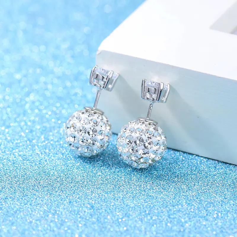 Silver Plated Zircon Four Claw Earrings for Women - Image 2