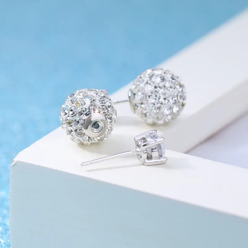 Silver Plated Zircon Four Claw Earrings for Women - Image 3