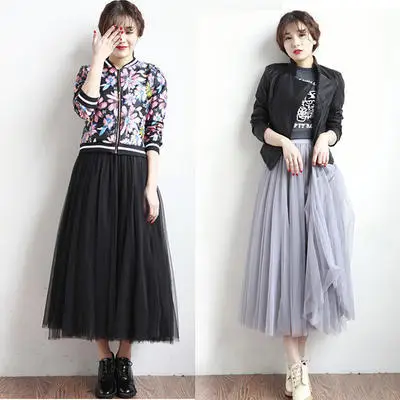 White Three-Layer Mesh Skirt Large Hem - Image 5