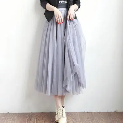 White Three-Layer Mesh Skirt Large Hem - Image 3