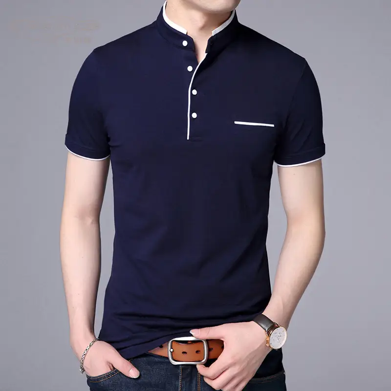 Men's Mint Polo T-Shirt Short Sleeve Stand Collar - Image 7