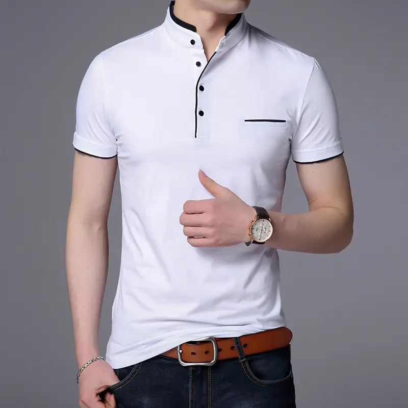 Men's Mint Polo T-Shirt Short Sleeve Stand Collar - Image 9