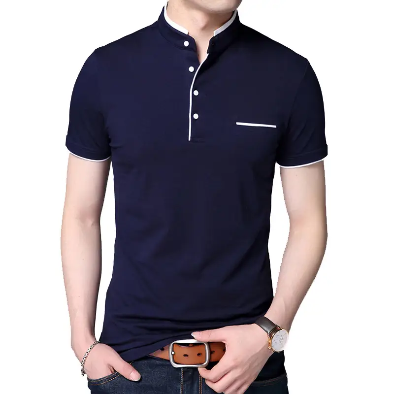 Men's Mint Polo T-Shirt Short Sleeve Stand Collar - Image 11