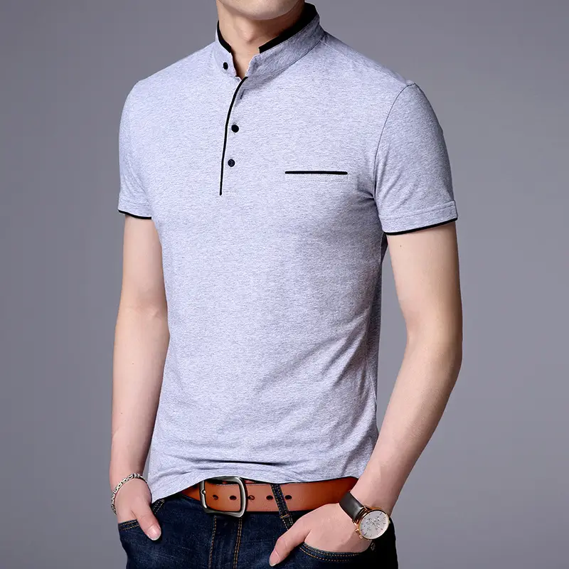 Men's Mint Polo T-Shirt Short Sleeve Stand Collar - Image 2