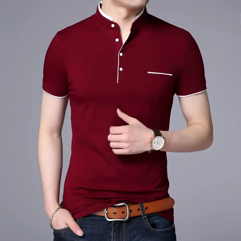 Men's Mint Polo T-Shirt Short Sleeve Stand Collar - Image 4