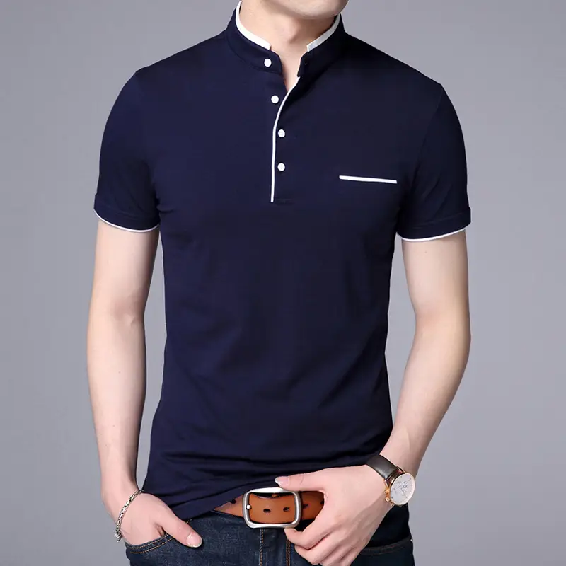Men's Mint Polo T-Shirt Short Sleeve Stand Collar - Image 5