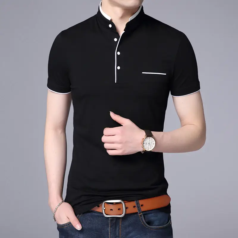 Men's Mint Polo T-Shirt Short Sleeve Stand Collar - Image 6