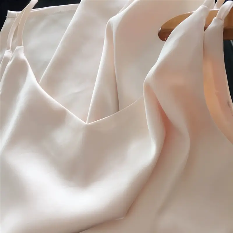 Black V-Neck Stretch Satin Top with Small Strap - Image 8