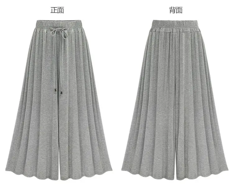 Women Wide Leg Pants Grey Summer High Waist — feature 9