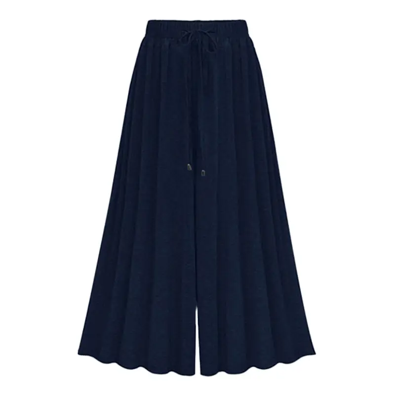 Women Wide Leg Pants Grey Summer High Waist - Image 2