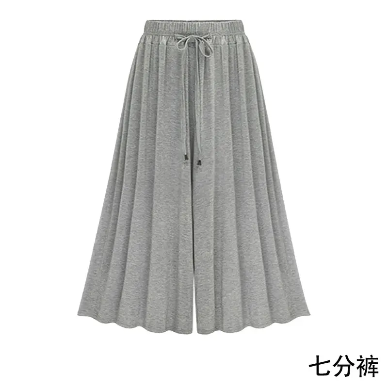 Women Wide Leg Pants Grey Summer High Waist - Image 6