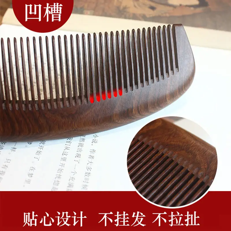 Large Ebony Massage Hair Comb for Scalp Therapy