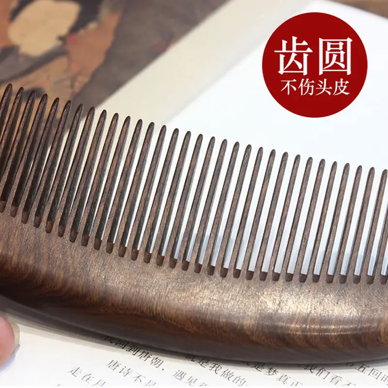 Large Ebony Massage Hair Comb for Scalp Therapy