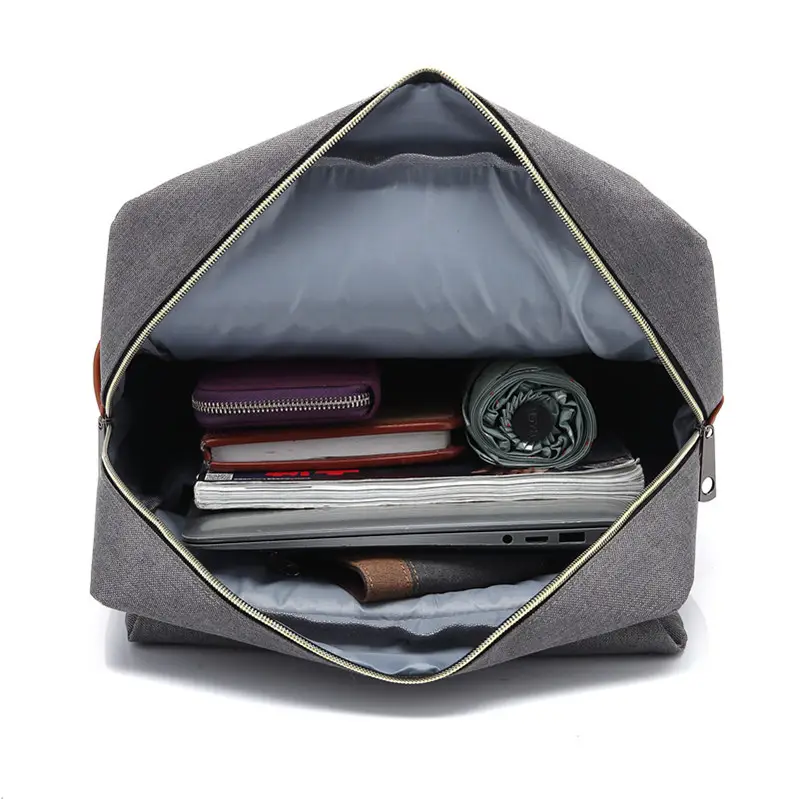 Men Blue Canvas College Backpack with Leather Details - Image 24