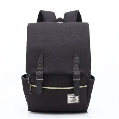 Men Blue Canvas College Backpack with Leather Details - Image 10