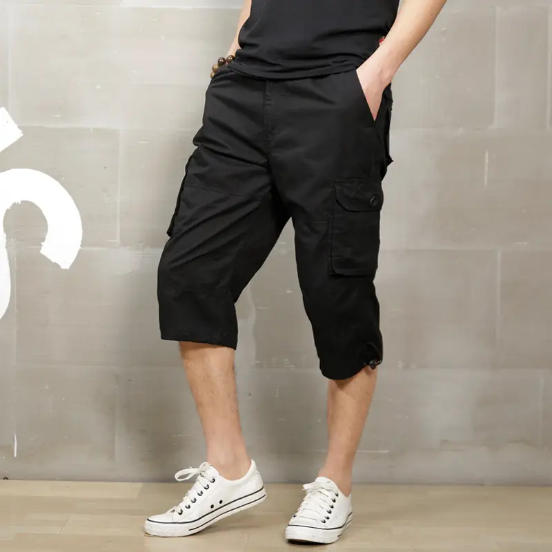 Men Camo Capri Shorts with Multi-Pocket Design - Image 9