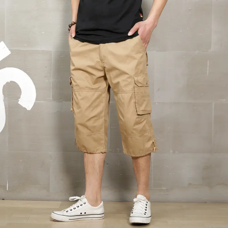 Men Camo Capri Shorts with Multi-Pocket Design - Image 11