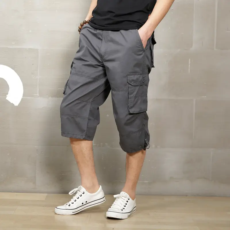 Men Camo Capri Shorts with Multi-Pocket Design - Image 2