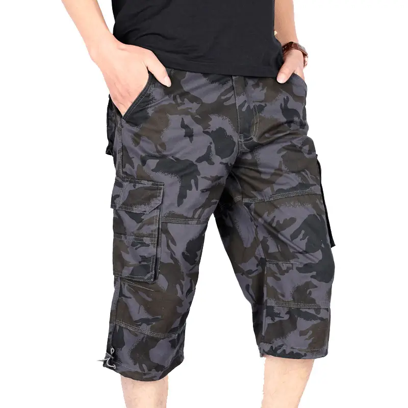 Men Camo Capri Shorts with Multi-Pocket Design - Image 5