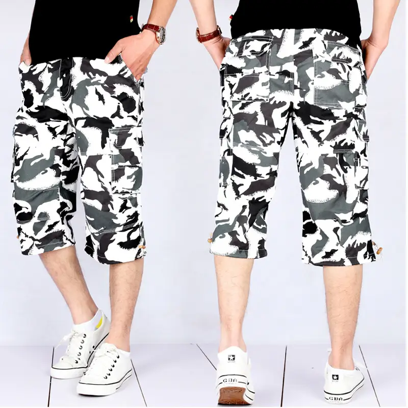Men Camo Capri Shorts with Multi-Pocket Design - Image 6