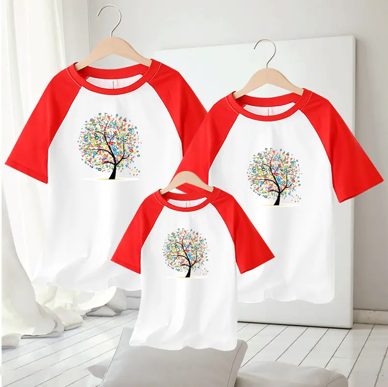 Family 3-Piece Blue Tree Print T-Shirt Set for Boys Girls — feature 12