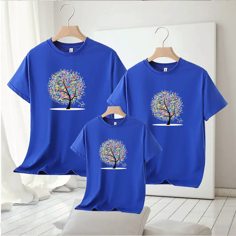 Family 3-Piece Blue Tree Print T-Shirt Set for Boys Girls — feature 15