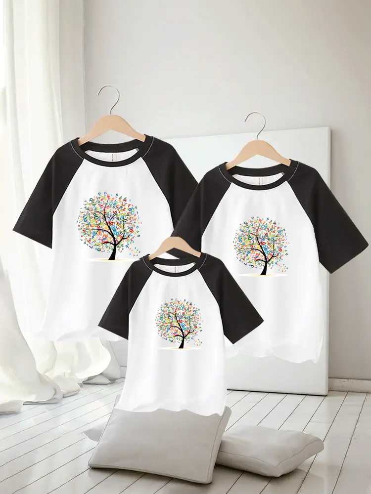 Family 3-Piece Blue Tree Print T-Shirt Set for Boys Girls — feature 19