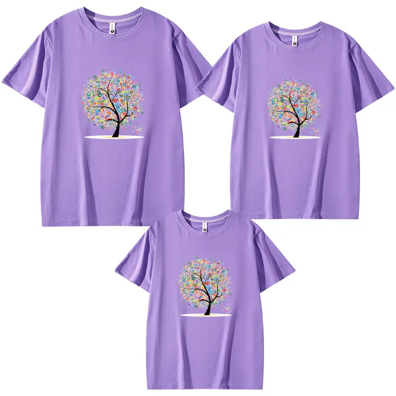 Family 3-Piece Blue Tree Print T-Shirt Set for Boys Girls