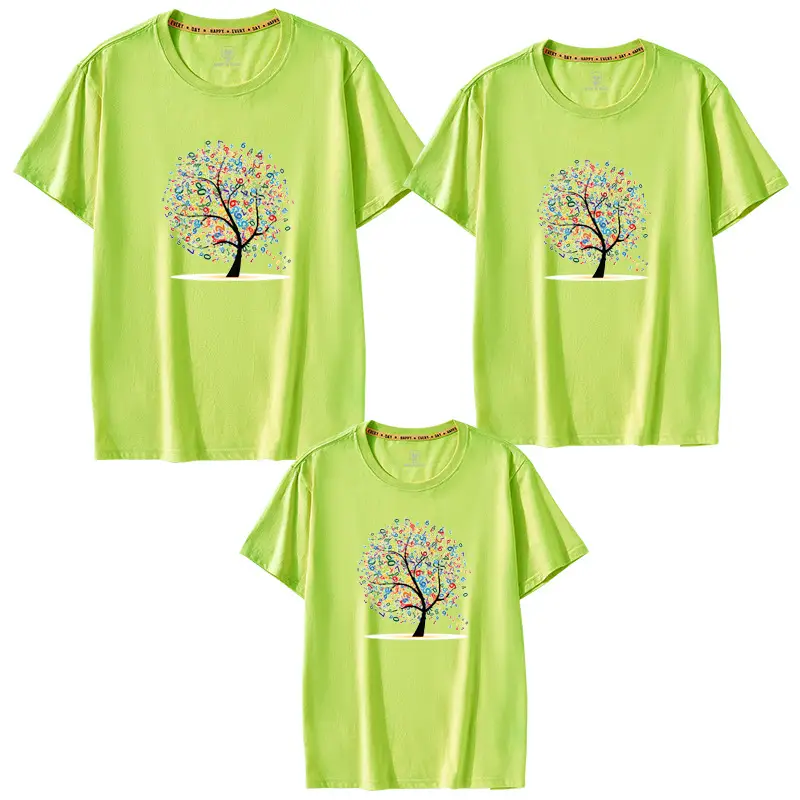 Family 3-Piece Blue Tree Print T-Shirt Set for Boys Girls