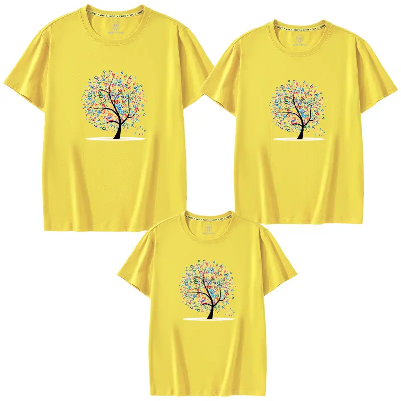 Family 3-Piece Blue Tree Print T-Shirt Set for Boys Girls