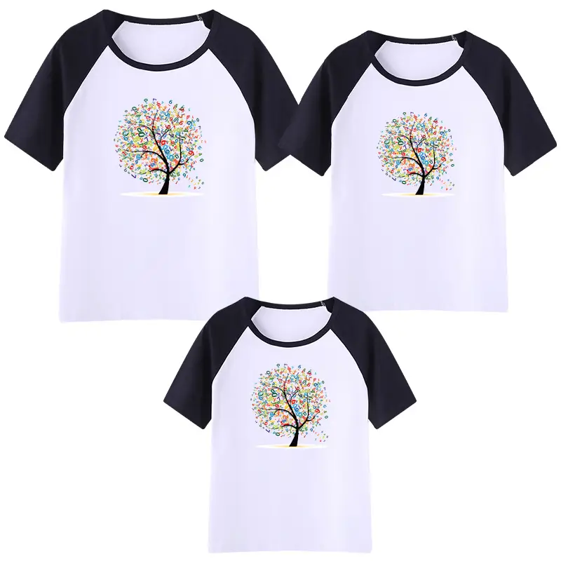 Family 3-Piece Blue Tree Print T-Shirt Set for Boys Girls
