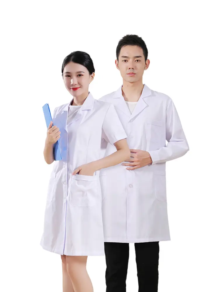 Men White Lab Coat Long Sleeve Thick Cotton - Image 25