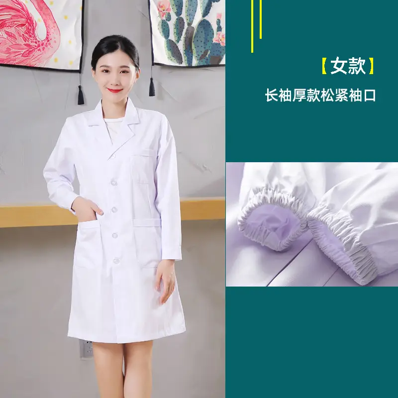 Men White Lab Coat Long Sleeve Thick Cotton - Image 20