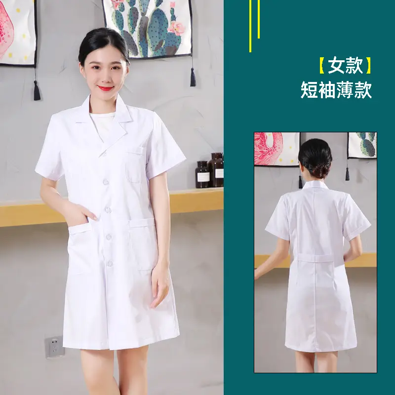 Men White Lab Coat Long Sleeve Thick Cotton - Image 4