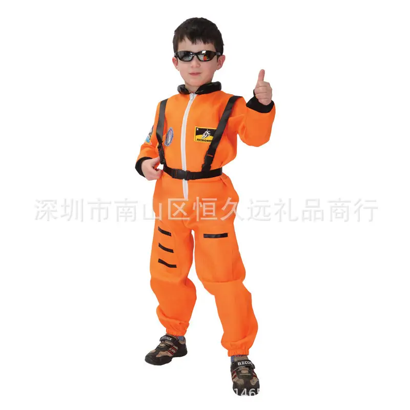 Kids Astronaut Costume Ball High Roller Suit Orange - Image 4