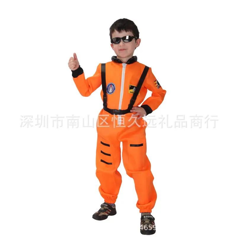 Kids Astronaut Costume Ball High Roller Suit Orange - Image 6