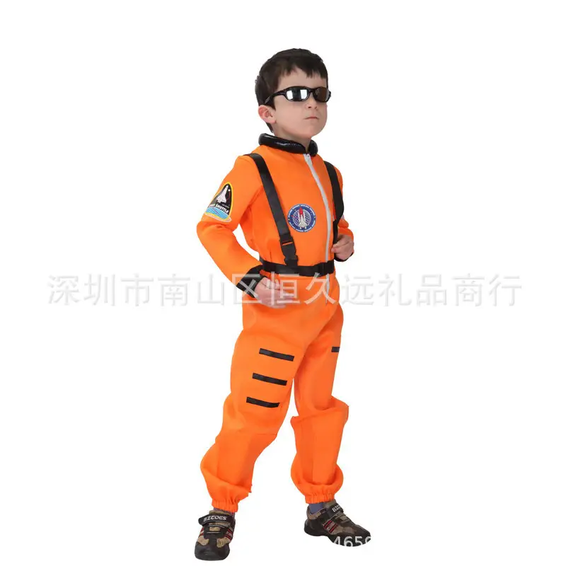 Kids Astronaut Costume Ball High Roller Suit Orange - Image 7