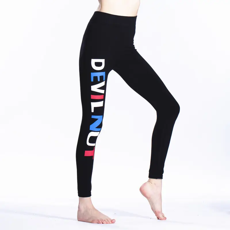 Devil's Eye Yoga Sports Pants Black with Color Print