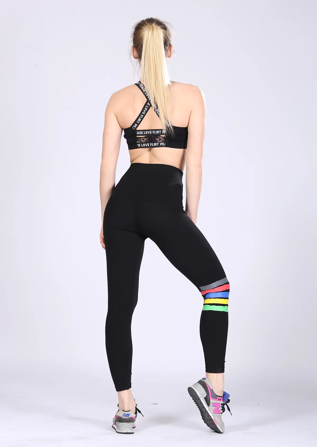 8297 Color Striped Sports Yoga Cropped Leggings - Image 6